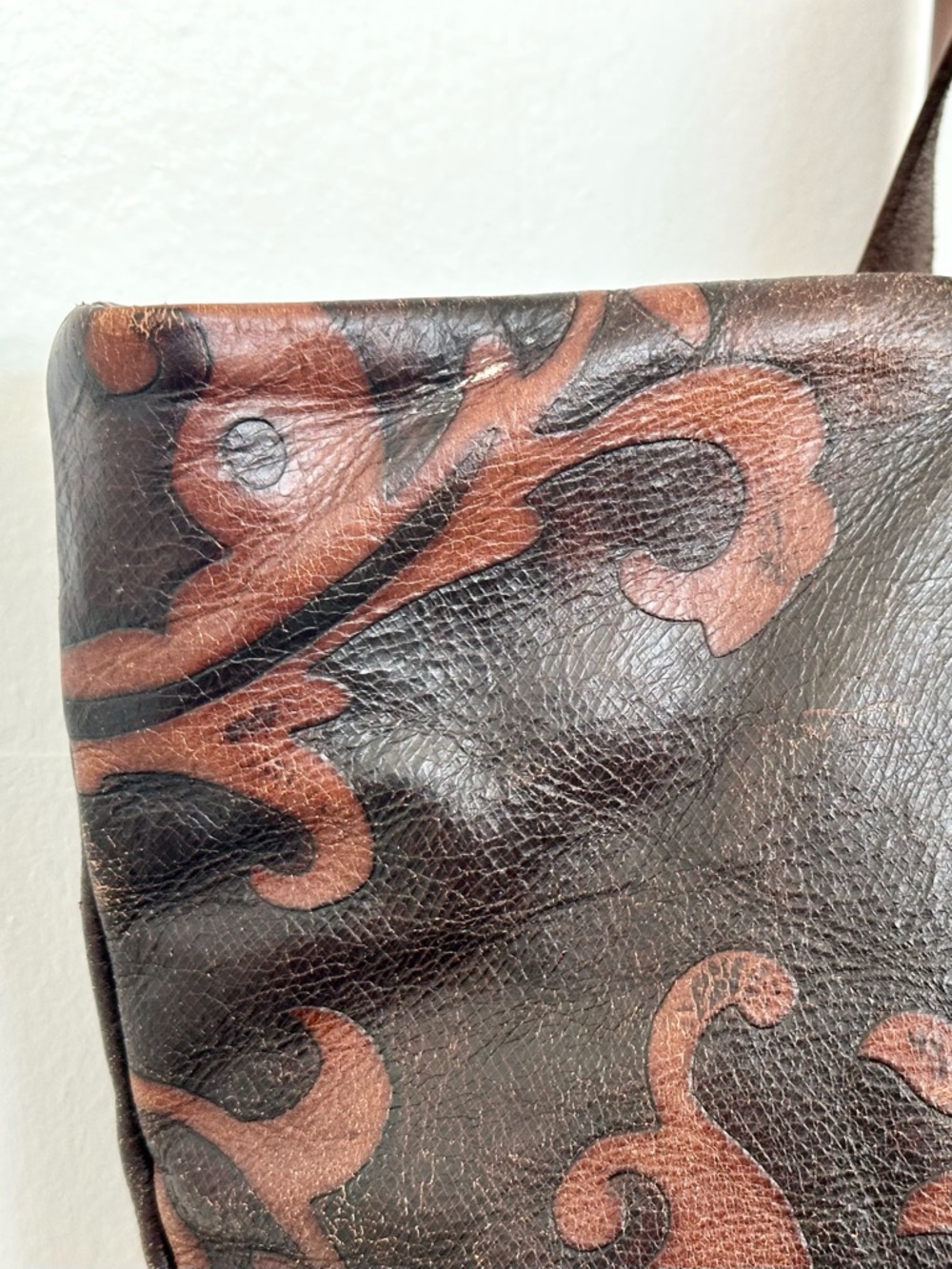 Falor le Borse Hand Tooled Leather Tote Bag in Brown - Picture 10 of 15